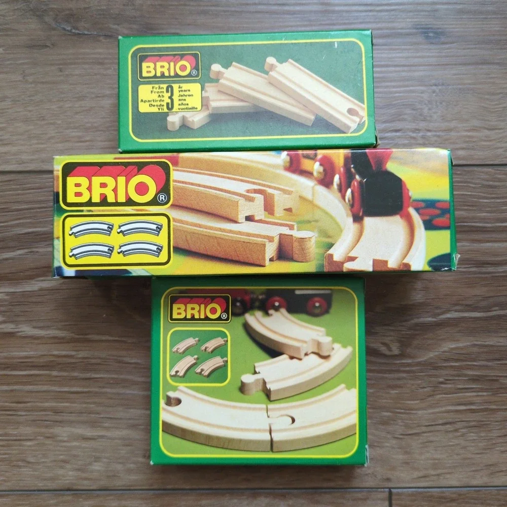 Vtg 90s BRIO Wooden Railway Track Lot 33334 33337 33342 Curved Straight Sweden